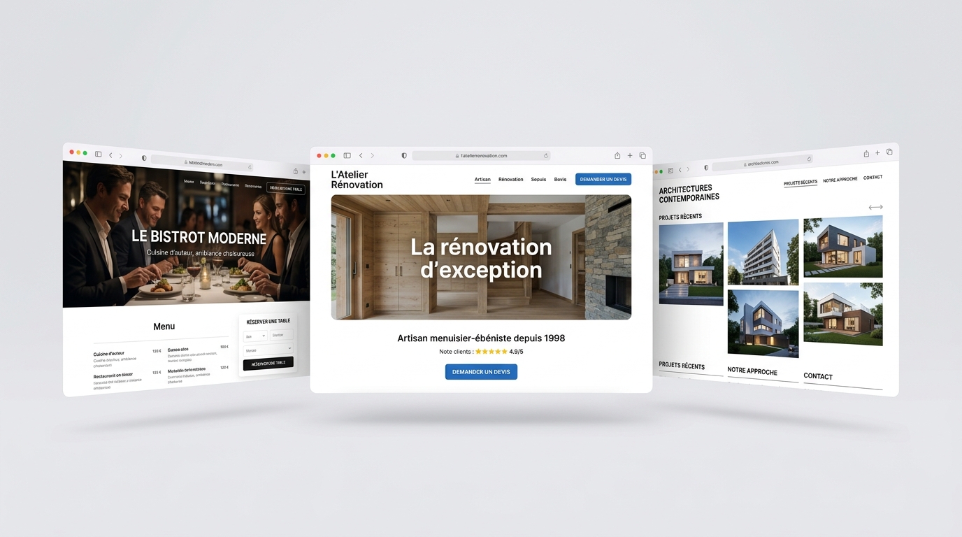Exemples de sites web créés pour artisans et TPE par Site Digital Pro