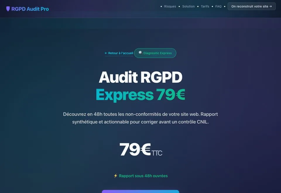 Outil d'audit RGPD, en ligne