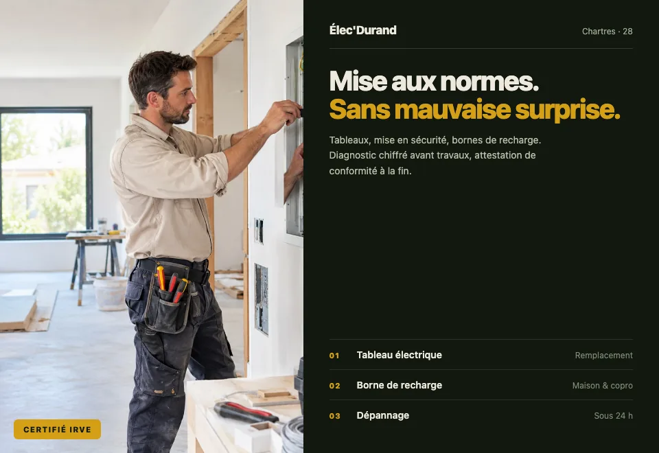 Exemple de site pour un électricien