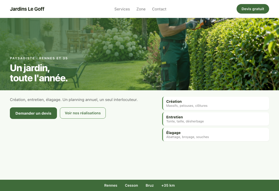 Exemple de site pour un paysagiste
