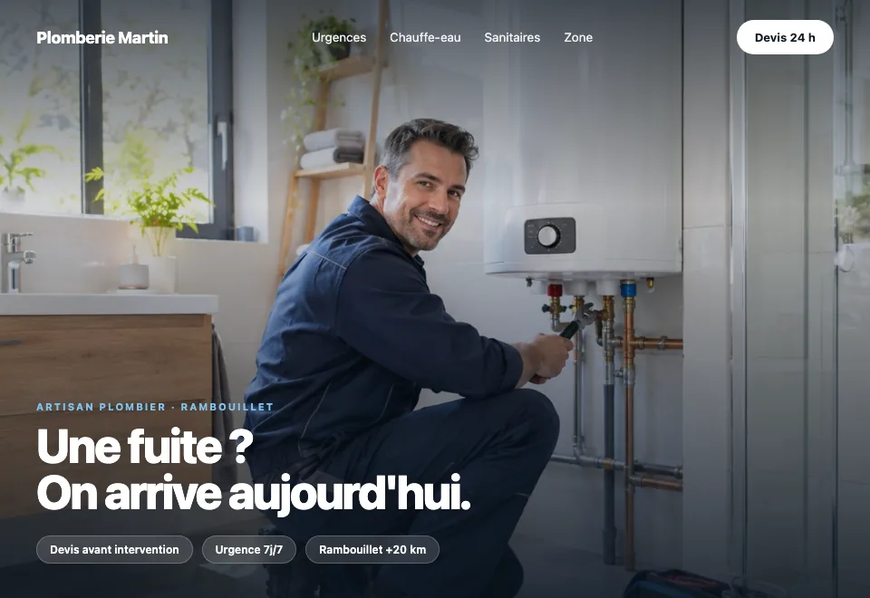 Exemple de site pour un plombier chauffagiste