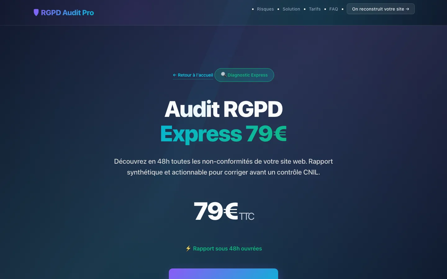 Capture de l'outil d'audit RGPD en ligne